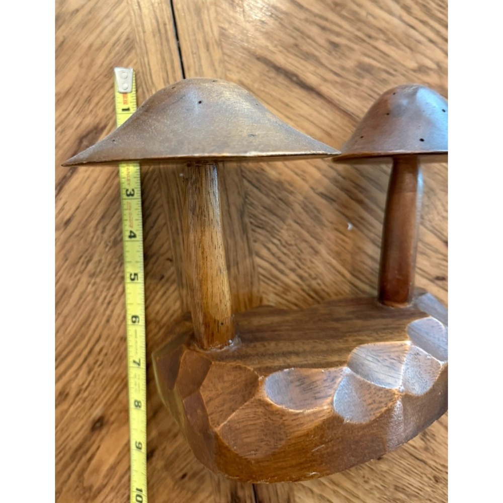Vintage Mid Century Modern Monkey Pod Wood Mushroom Hors D'oeuvres Holder Decor - Picture 7 of 8
